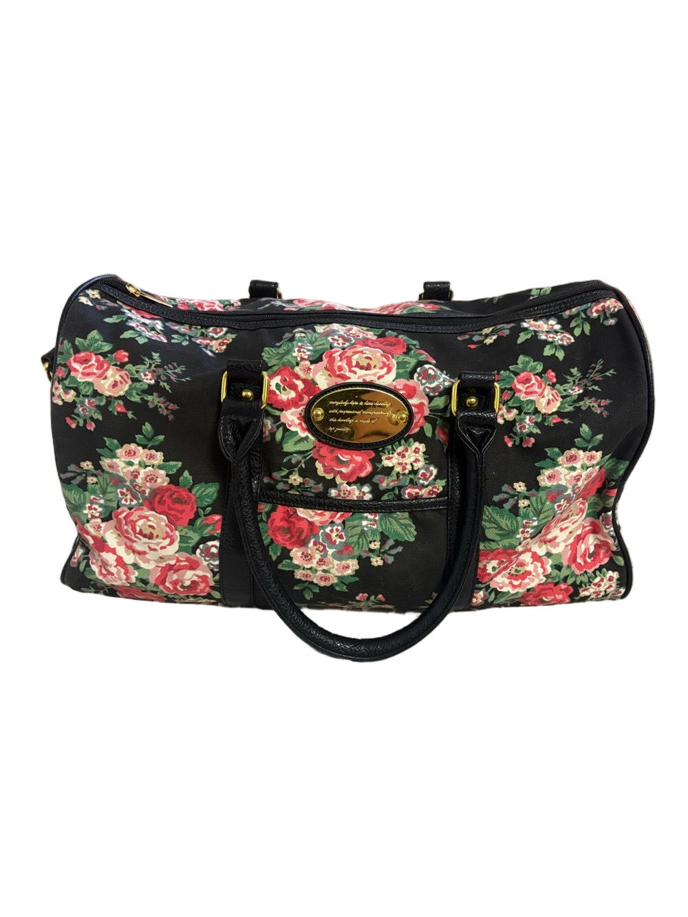 Floral Black and Pink Duffle Bag
